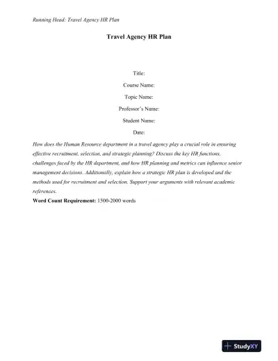 Travel Agency HR Plan - Page 1 preview image