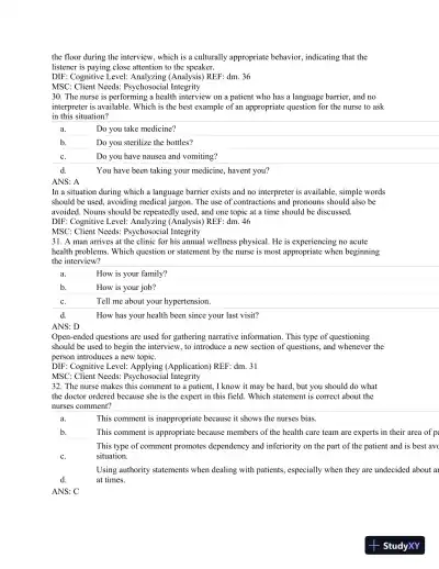 Test Bank For Textbook of Physical Diagnosis: History and Examination, 7th Edition - Page 12 preview image