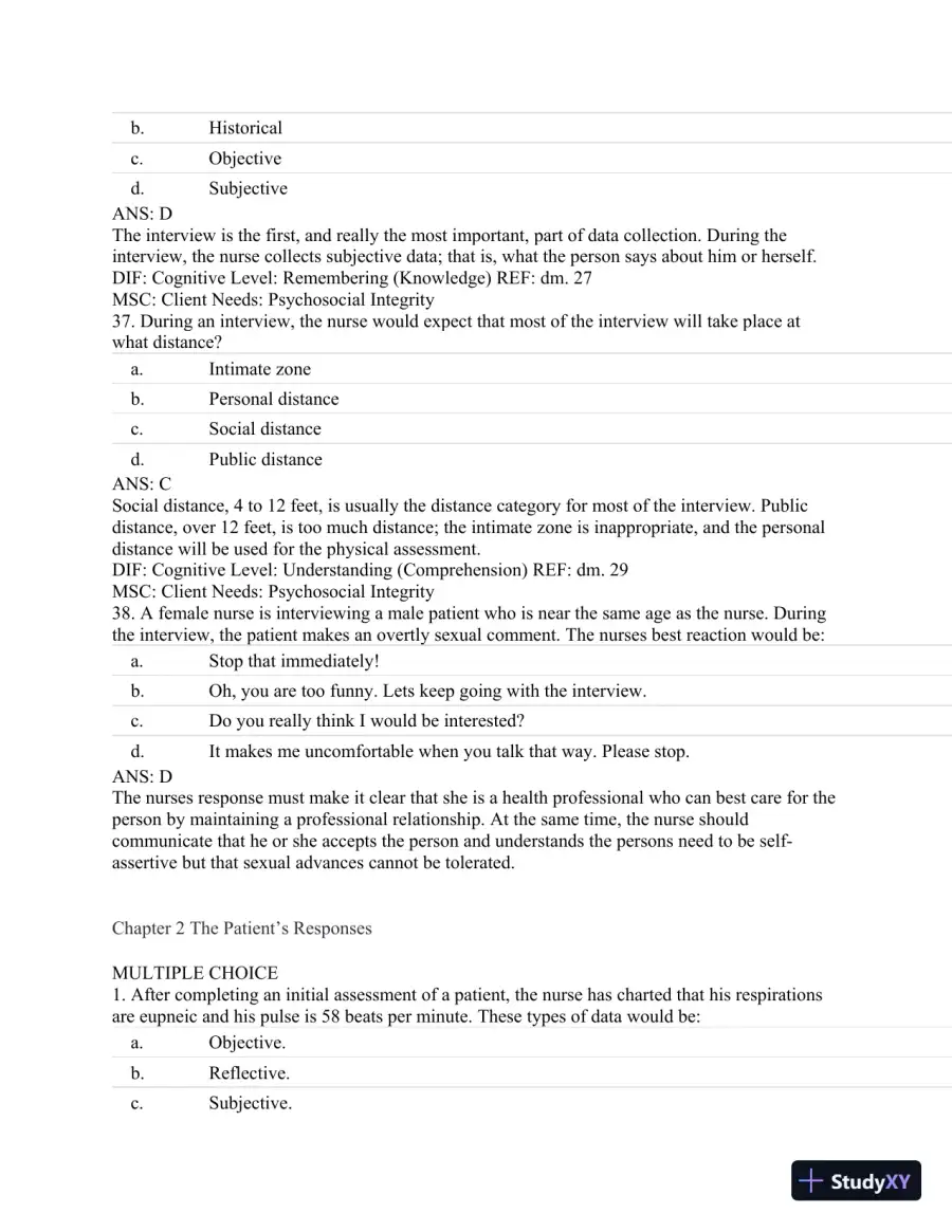 Test Bank For Textbook of Physical Diagnosis: History and Examination, 7th Edition, page 14