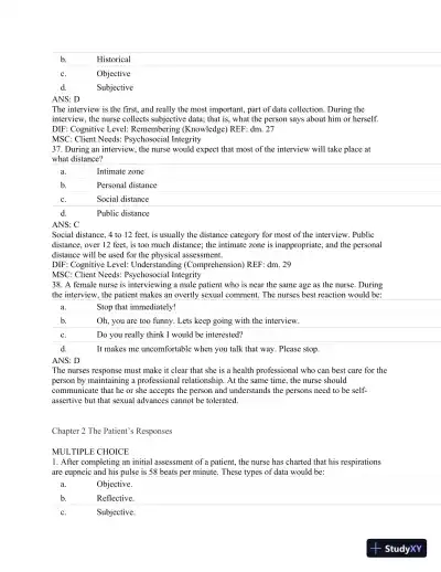 Test Bank For Textbook of Physical Diagnosis: History and Examination, 7th Edition - Page 14 preview image