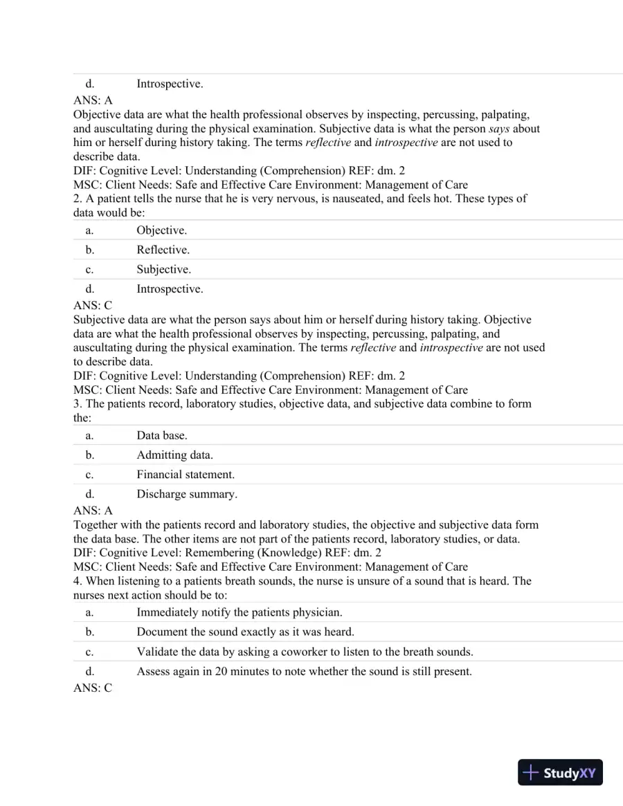 Test Bank For Textbook of Physical Diagnosis: History and Examination, 7th Edition, page 15