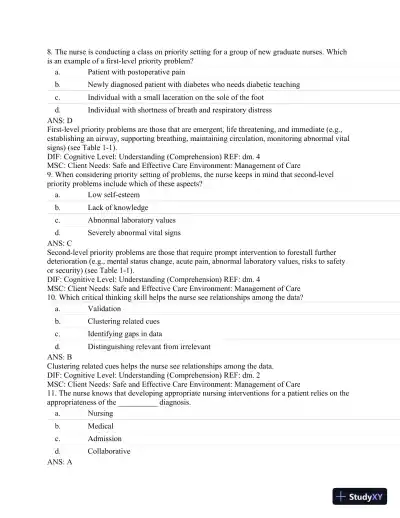 Test Bank For Textbook of Physical Diagnosis: History and Examination, 7th Edition - Page 17 preview image