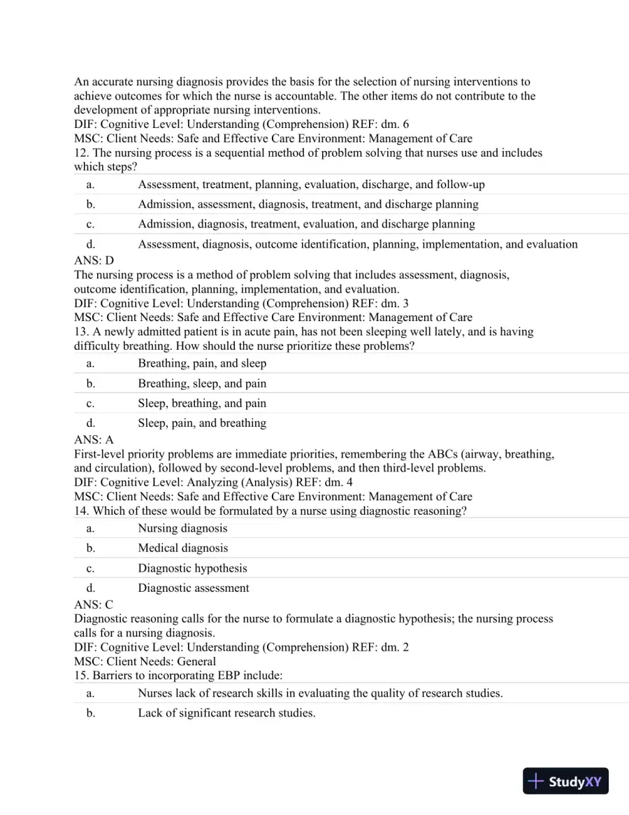 Test Bank For Textbook of Physical Diagnosis: History and Examination, 7th Edition, page 18
