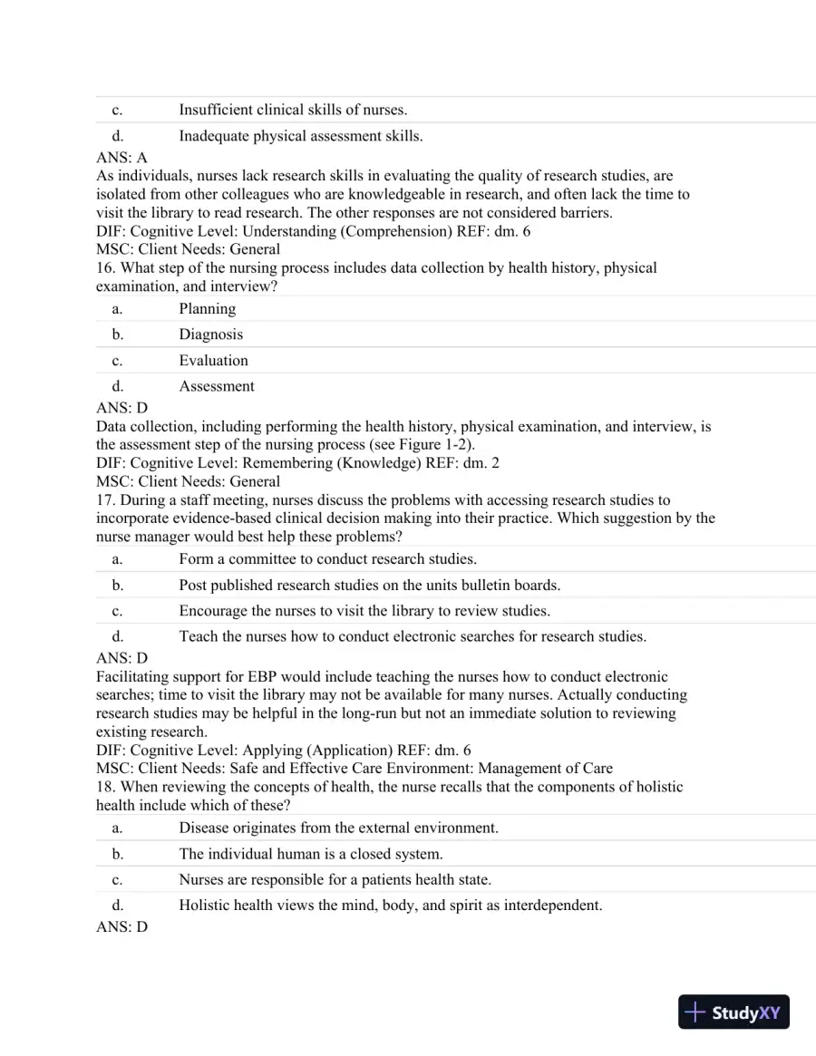 Test Bank For Textbook of Physical Diagnosis: History and Examination, 7th Edition, page 19