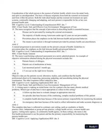 Test Bank For Textbook of Physical Diagnosis: History and Examination, 7th Edition - Page 20 preview image