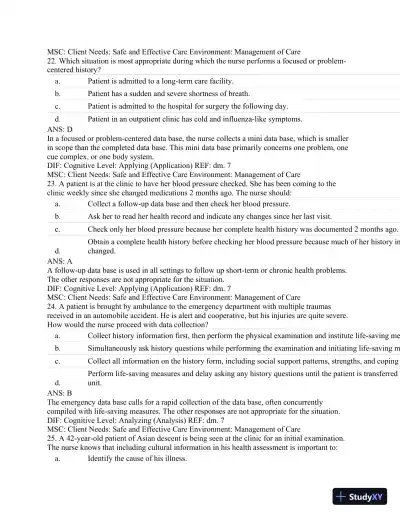 Test Bank For Textbook of Physical Diagnosis: History and Examination, 7th Edition - Page 21 preview image