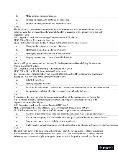 Test Bank For Textbook of Physical Diagnosis: History and Examination, 7th Edition - Page 22 preview image