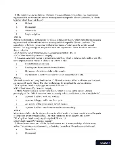 Test Bank For Textbook of Physical Diagnosis: History and Examination, 7th Edition - Page 27 preview image