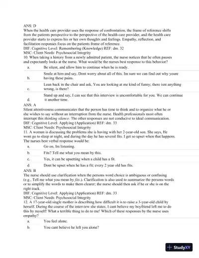 Test Bank For Textbook of Physical Diagnosis: History and Examination, 7th Edition - Page 5 preview image