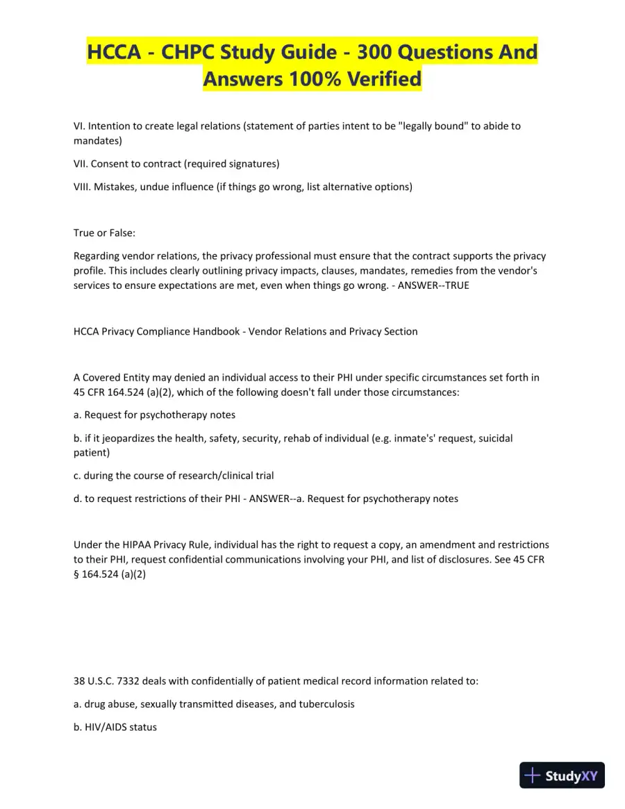 HCCA - CHPC Study Guide with Answers (300 Solved Questions), page 14