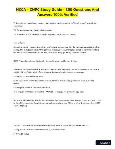 HCCA - CHPC Study Guide with Answers (300 Solved Questions) - Page 14 preview image