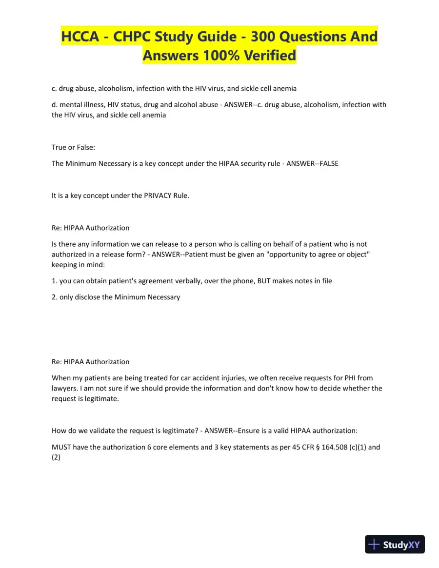 HCCA - CHPC Study Guide with Answers (300 Solved Questions), page 15