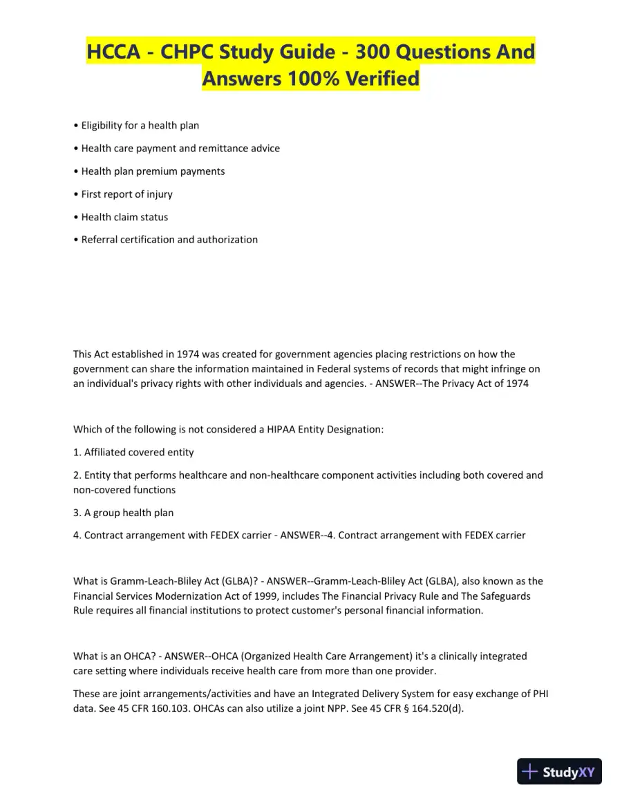 HCCA - CHPC Study Guide with Answers (300 Solved Questions), page 3