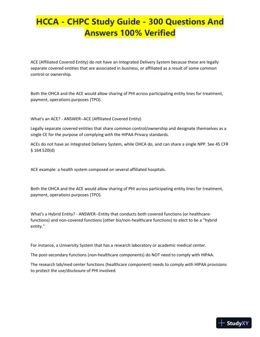 HCCA - CHPC Study Guide with Answers (300 Solved Questions), page 4
