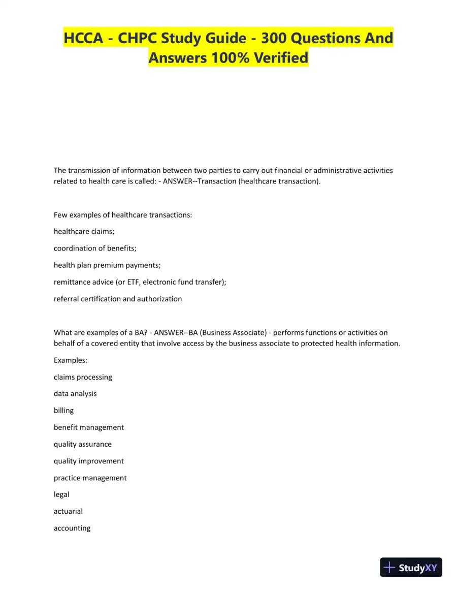 HCCA - CHPC Study Guide with Answers (300 Solved Questions), page 5