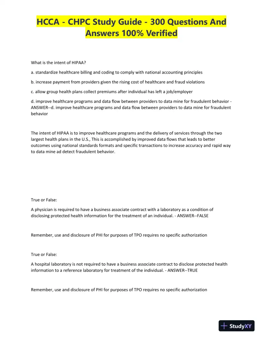 HCCA - CHPC Study Guide with Answers (300 Solved Questions), page 8