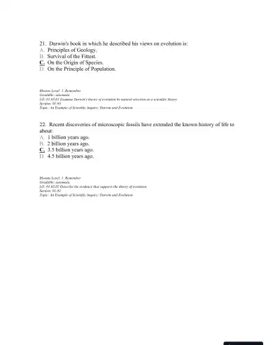 Test Bank For Biology 11th Edition Test Bank - Page 13 preview image