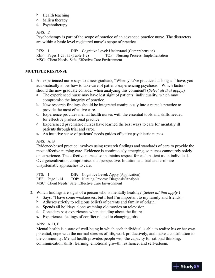 Varcarolis' Foundations of Psychiatric-Mental Health Nursing: A Clinical Approach 8th Edition Test Bank, page 10