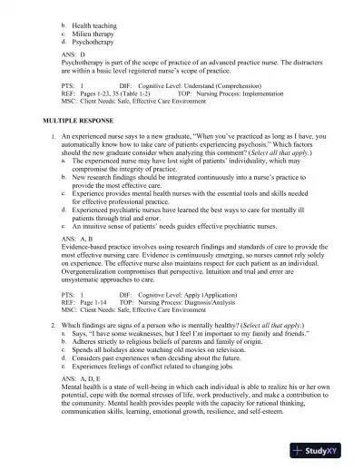 Varcarolis' Foundations of Psychiatric-Mental Health Nursing: A Clinical Approach 8th Edition Test Bank - Page 10 preview image