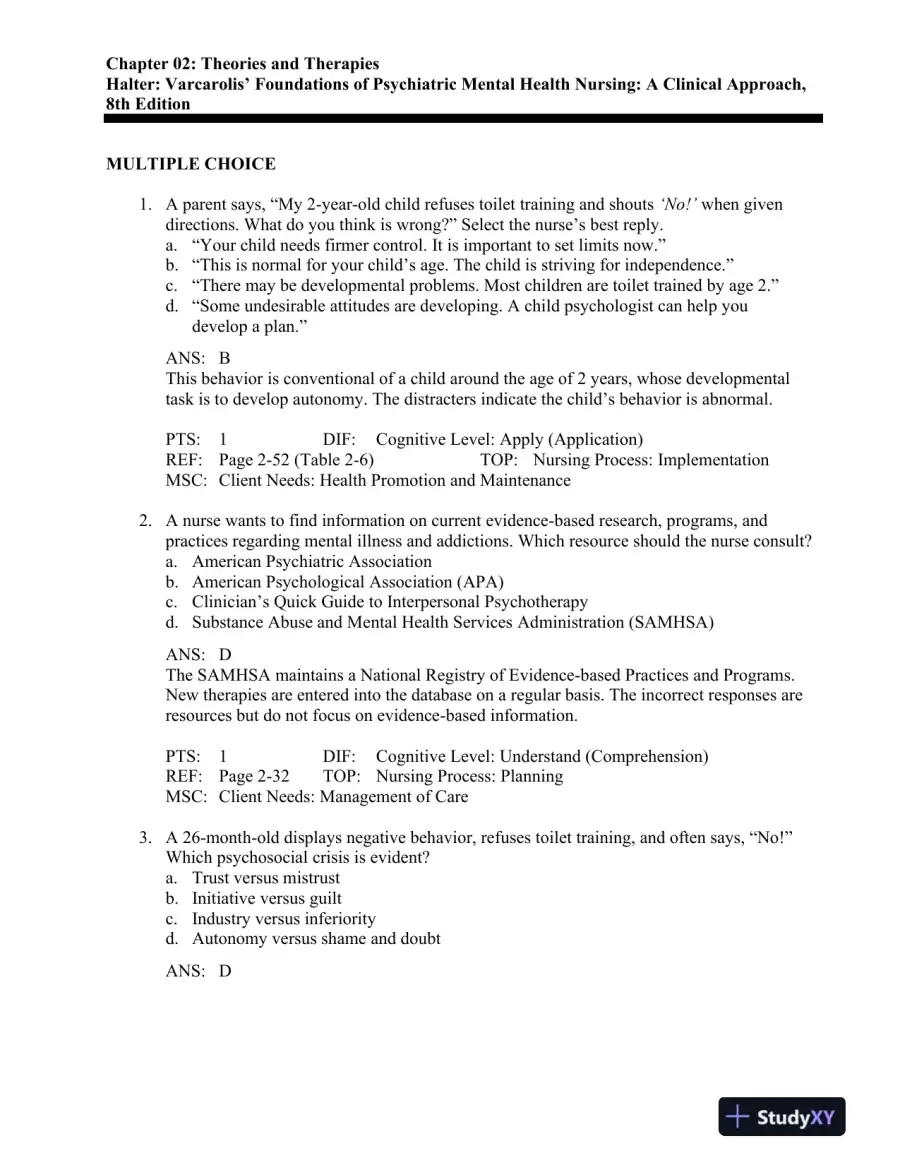 Varcarolis' Foundations of Psychiatric-Mental Health Nursing: A Clinical Approach 8th Edition Test Bank, page 12