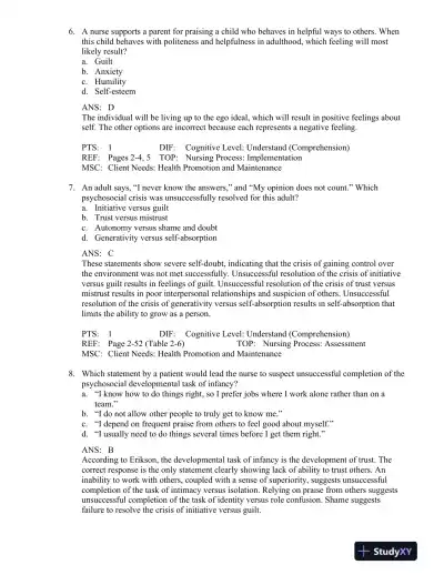 Varcarolis' Foundations of Psychiatric-Mental Health Nursing: A Clinical Approach 8th Edition Test Bank - Page 14 preview image