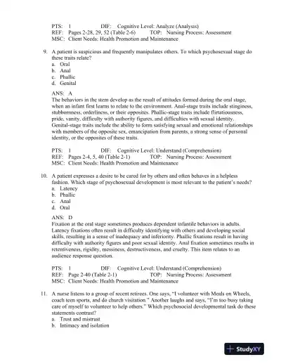 Varcarolis' Foundations of Psychiatric-Mental Health Nursing: A Clinical Approach 8th Edition Test Bank - Page 15 preview image
