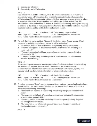 Varcarolis' Foundations of Psychiatric-Mental Health Nursing: A Clinical Approach 8th Edition Test Bank - Page 16 preview image