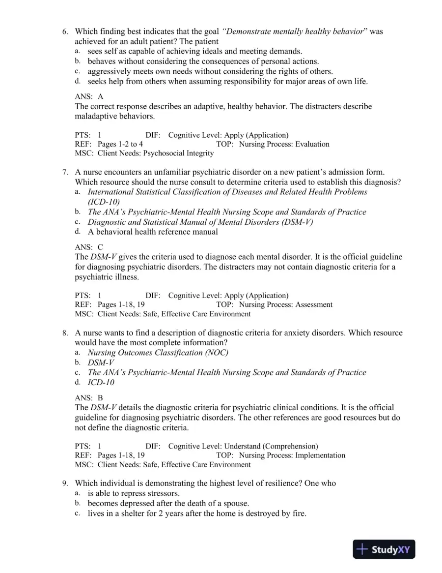 Varcarolis' Foundations of Psychiatric-Mental Health Nursing: A Clinical Approach 8th Edition Test Bank, page 4