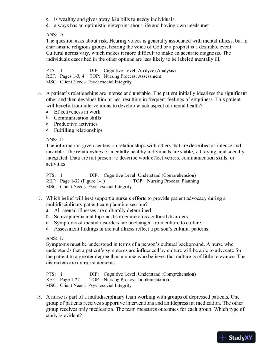 Varcarolis' Foundations of Psychiatric-Mental Health Nursing: A Clinical Approach 8th Edition Test Bank, page 7