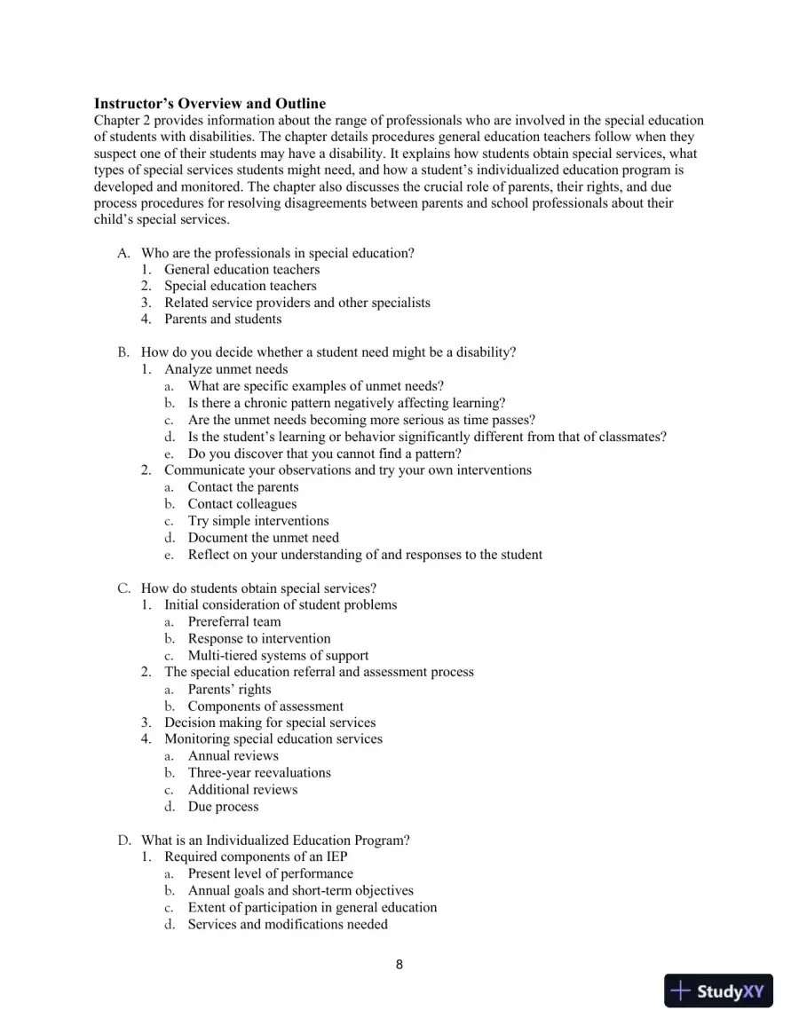 Lecture Notes for Including Students with Special Needs: A Practical Guide for Classroom Teachers, 8th Edition, page 12