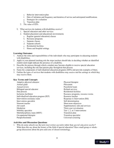 Lecture Notes for Including Students with Special Needs: A Practical Guide for Classroom Teachers, 8th Edition - Page 13 preview image