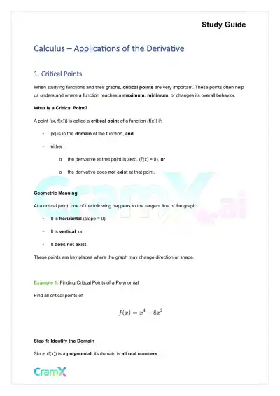 Calculus - Applications of the Derivative - Page 1 preview image