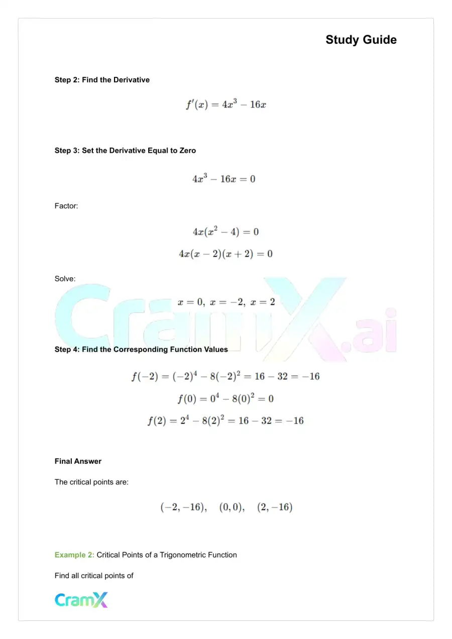 Calculus - Applications of the Derivative, page 2