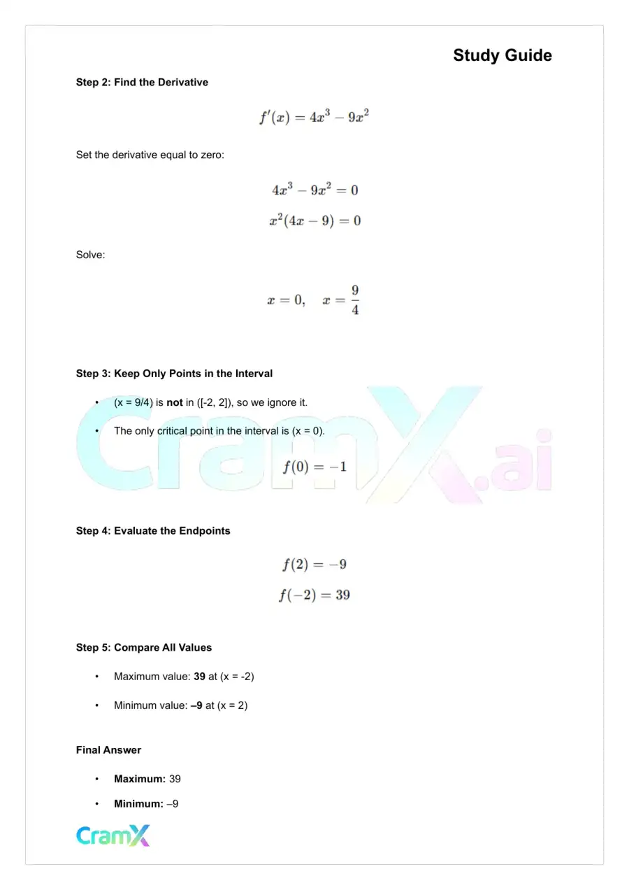Calculus - Applications of the Derivative, page 7