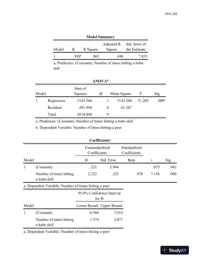 SPSS Homework 6: Prediction: Bivariate Linear Regression - Page 3 preview image