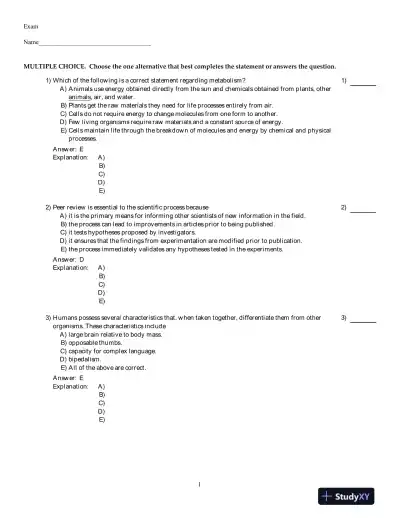 Human Biology: Concepts And Current Issues , 6th Edition Test Bank - Page 1 preview image