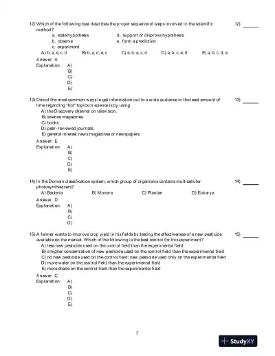 Human Biology: Concepts And Current Issues , 6th Edition Test Bank - Page 6 preview image