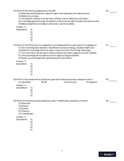 Human Biology: Concepts And Current Issues , 6th Edition Test Bank - Page 7 preview image
