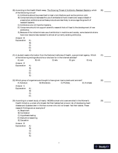 Human Biology: Concepts And Current Issues , 6th Edition Test Bank - Page 8 preview image