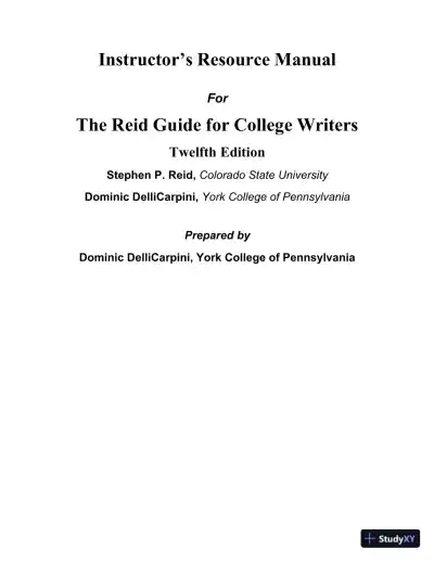 Lecture Notes for The Reid Guide for College Writers, 12th Edition - Page 1 preview image