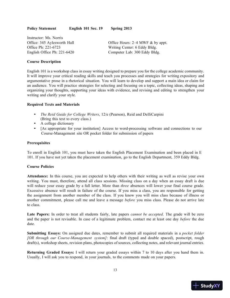 Lecture Notes for The Reid Guide for College Writers, 12th Edition, page 13