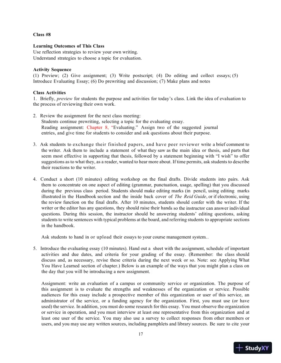 Lecture Notes for The Reid Guide for College Writers, 12th Edition, page 17