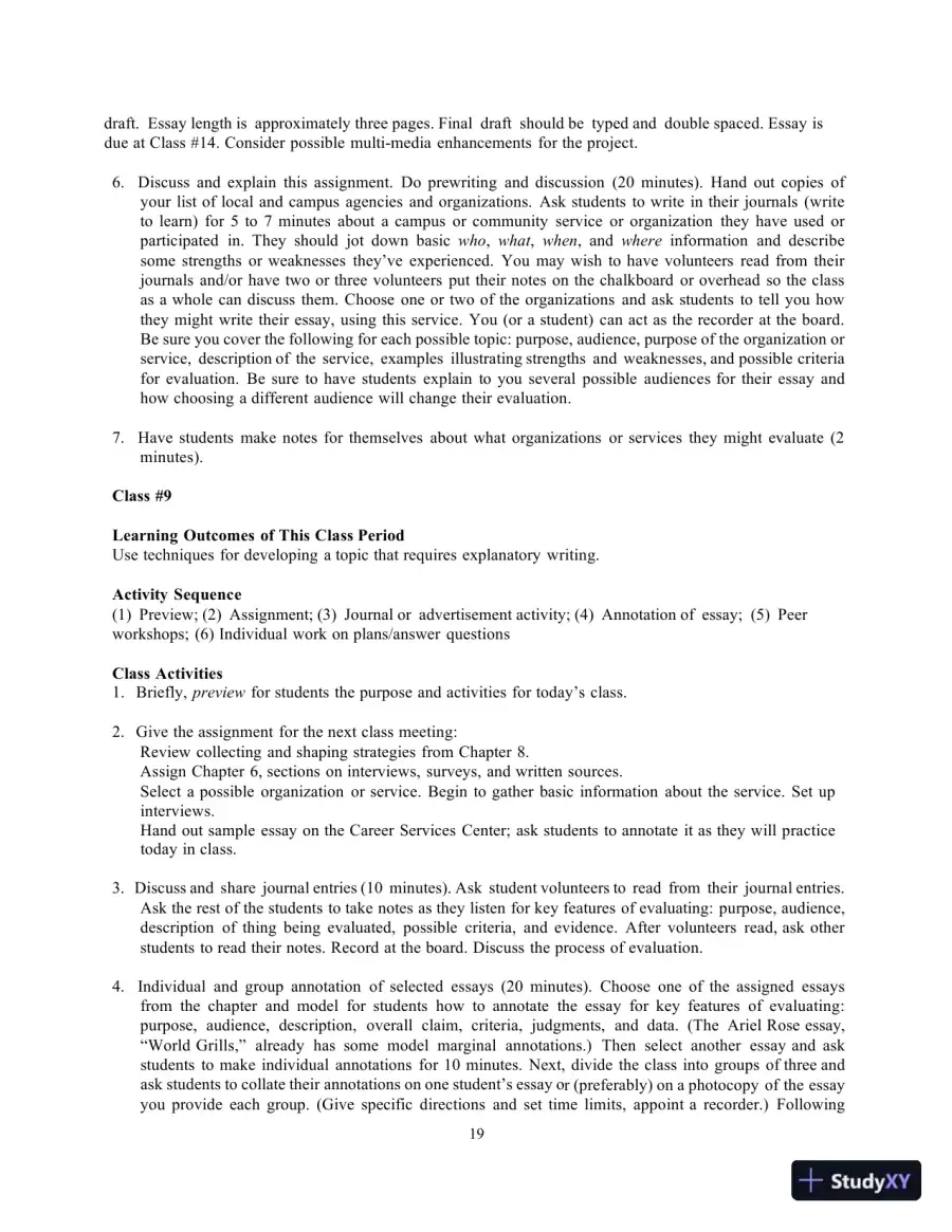 Lecture Notes for The Reid Guide for College Writers, 12th Edition, page 19