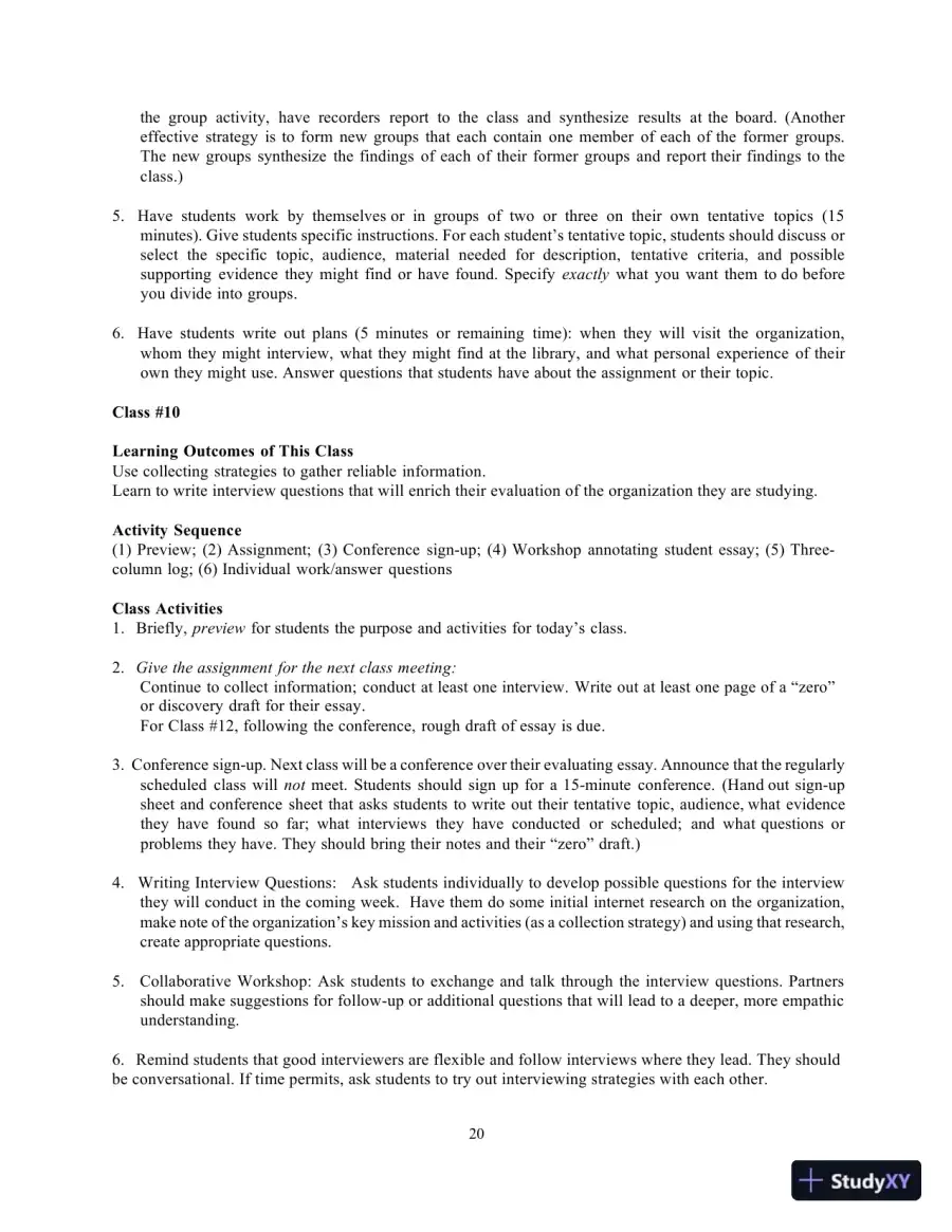 Lecture Notes for The Reid Guide for College Writers, 12th Edition, page 20