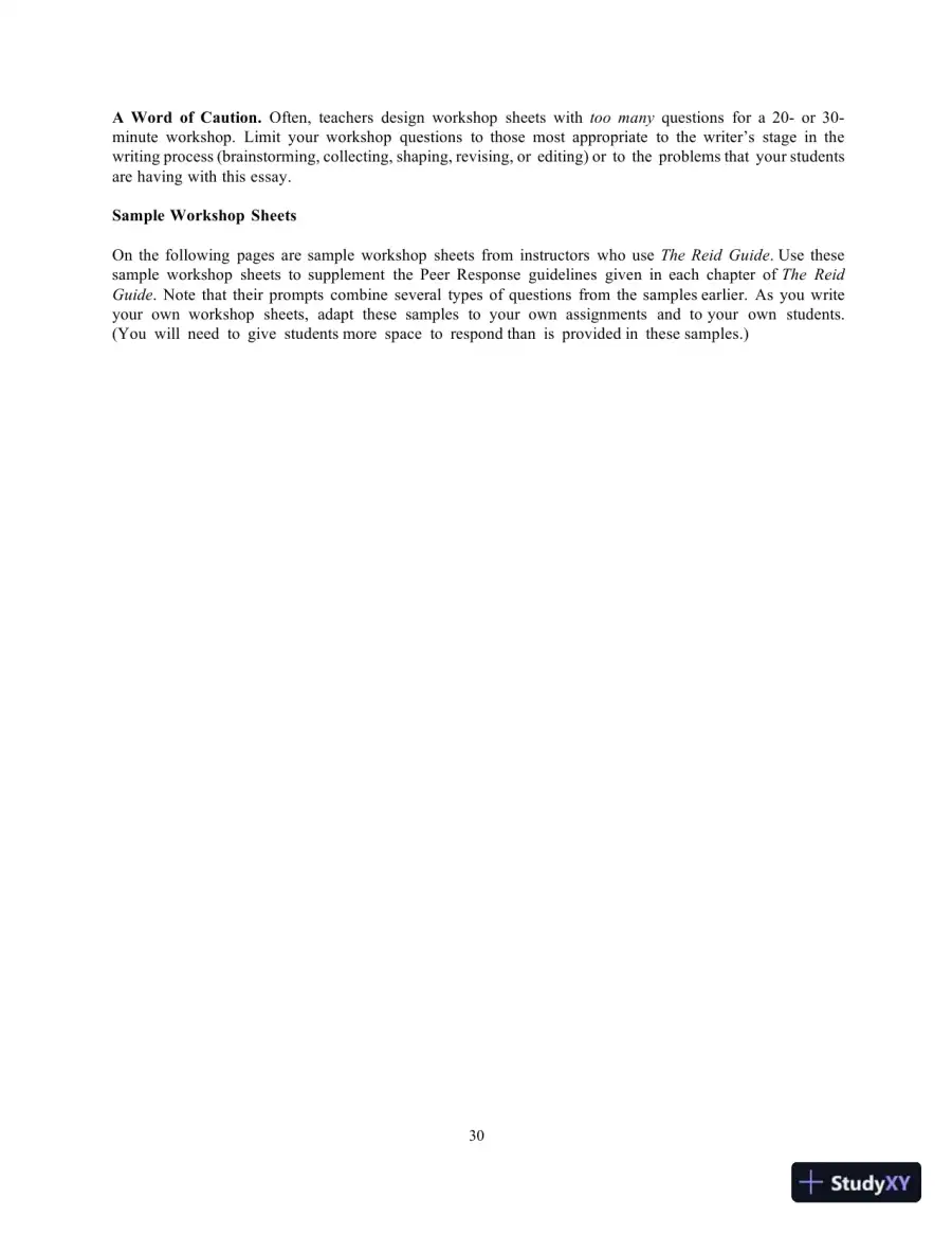 Lecture Notes for The Reid Guide for College Writers, 12th Edition, page 30