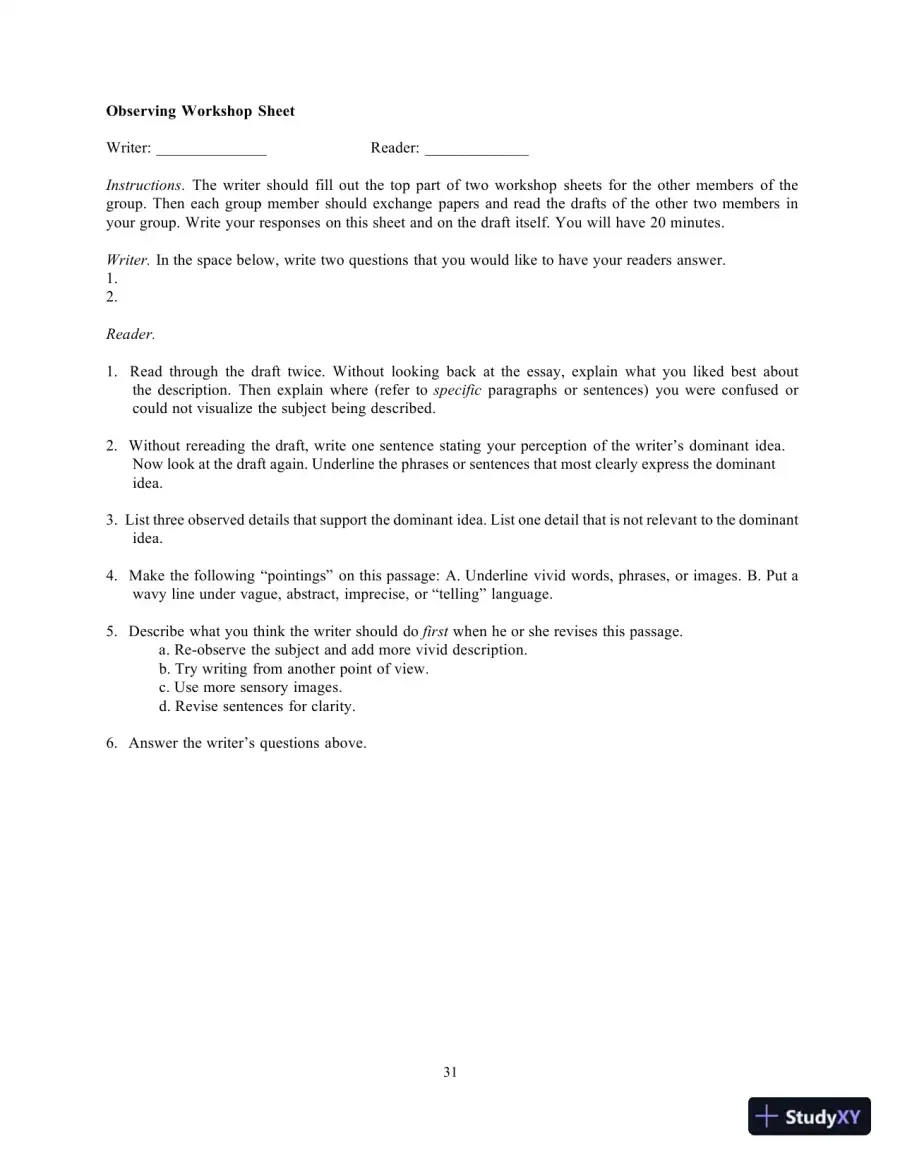 Lecture Notes for The Reid Guide for College Writers, 12th Edition, page 31