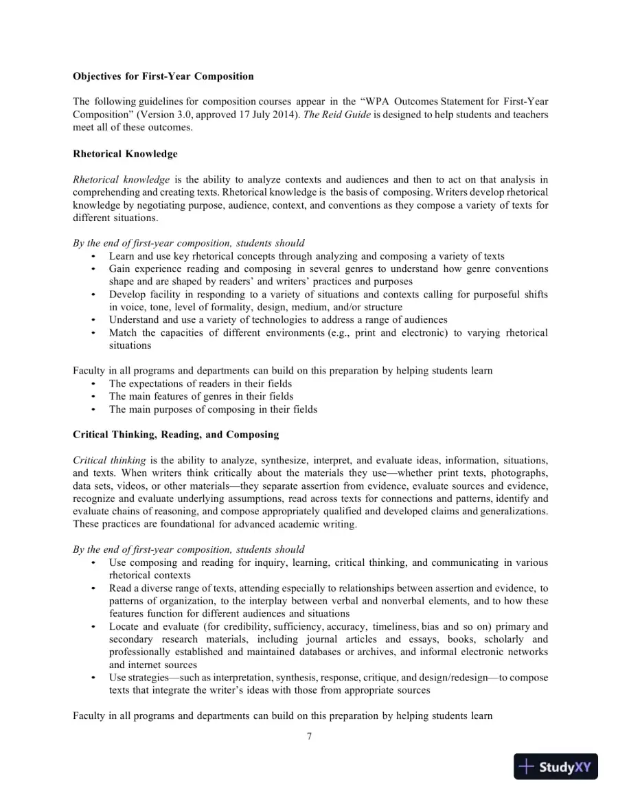 Lecture Notes for The Reid Guide for College Writers, 12th Edition, page 7