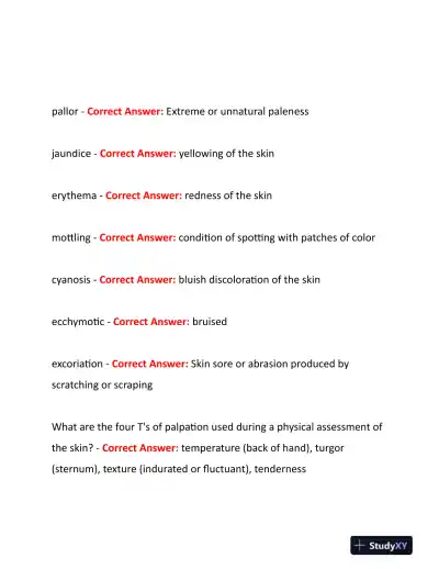 2023-2024 NURS507 Anatomy and Physiology Study Guide Review With Answers (219 Solved Questions) - Page 4 preview image