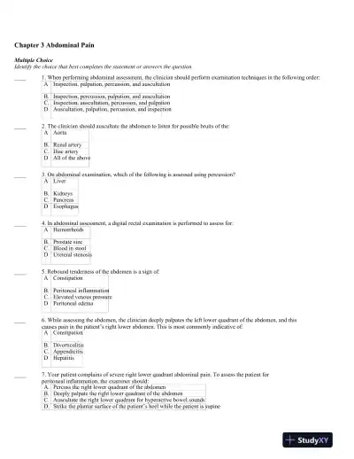 Test Bank For Advanced Health Assessment and Clinical Diagnosis in Primary Care, 6th Edition - Page 11 preview image