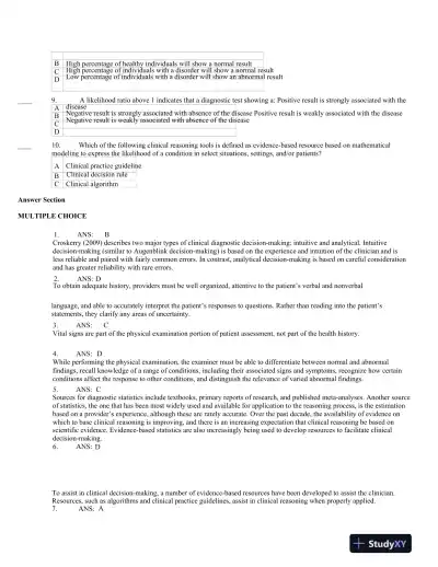 Test Bank For Advanced Health Assessment and Clinical Diagnosis in Primary Care, 6th Edition - Page 3 preview image